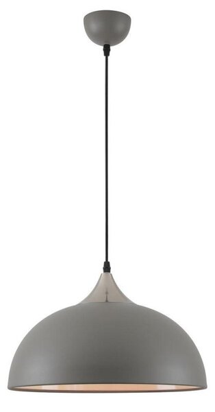 Tetbury 1 Light Ceiling Pendant In Sand Grey, Satin Nickel And White