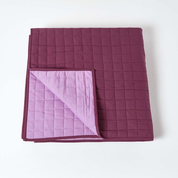 Cotton Quilted Reversible Bedspread Lavender Purple,150 x 200 cm