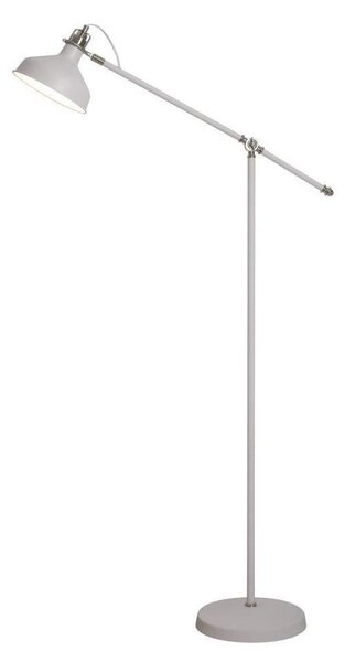 Ryde 1 Light Adjustable Floor Light In Sand White, Satin Nickel And White
