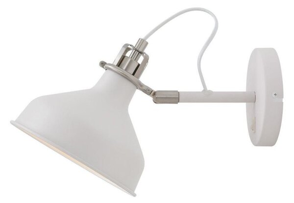 Ryde 1 Light Adjustable Wall Light In Sand White, Satin Nickel And White