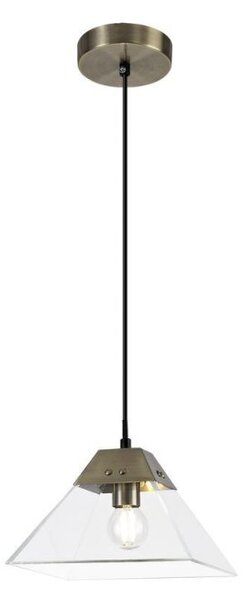 Ewen 1 Light Small Ceiling Pendant In Antique Brass - Length: 200mm