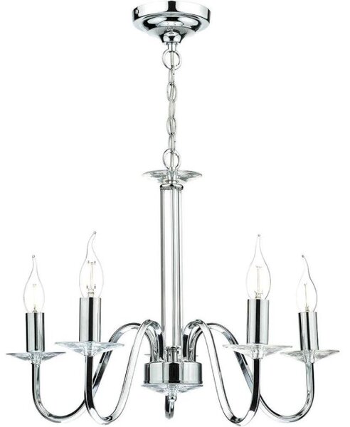 PIQ0550 Pique 5 Light Chandelier In Polished Chrome And Crystal Bobeche