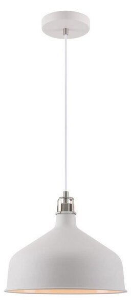 Ryde 1 Light Medium Ceiling Pendant In Sand White, Satin Nickel And White - Dia: 300mm