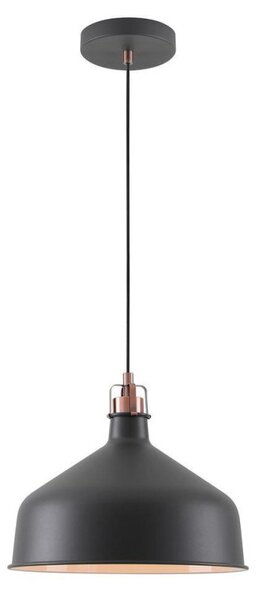 Ryde 1 Light Medium Ceiling Pendant In Sand Black, Copper And White - Dia: 300mm