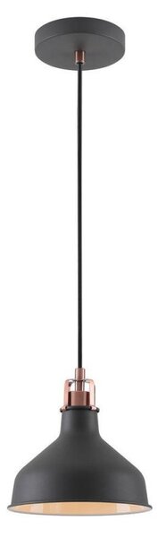Ryde 1 Light Small Ceiling Pendant In Sand Black, Copper And White - Dia: 190mm