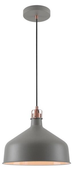 Ryde 1 Light Medium Ceiling Pendant In Sand Grey, Copper And White - Dia: 300mm