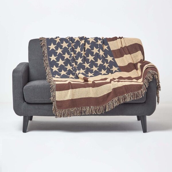 Homescapes Cotton USA Flag Throw