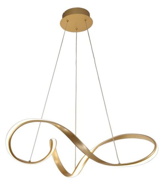 Ashton Large LED Ceiling Pendant In Sand Gold And Opal White - Length: 960mm