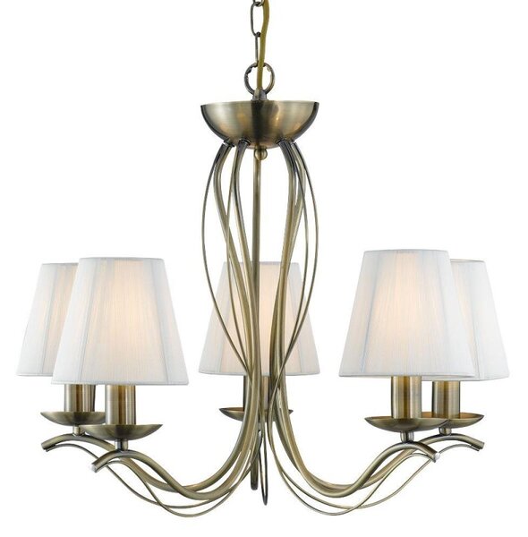 Searchlight 9825-5AB Andretti Antique Brass 5 Light Pendant Ceiling Light