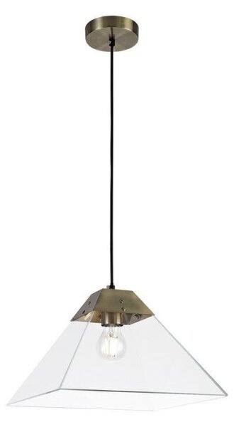 Ewen 1 Light Large Ceiling Pendant In Antique Brass - Length: 300mm