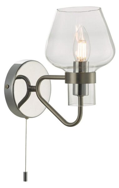 Dar KET0746 Keta 1 Light Wall Light In Satin Chrome