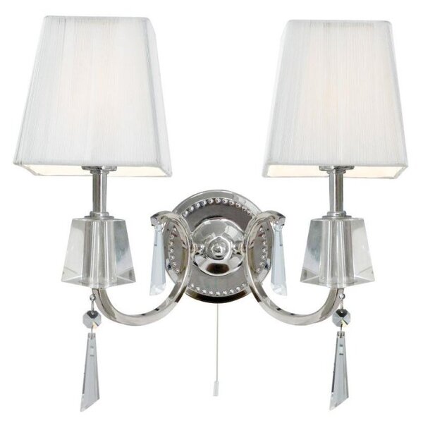Searchlight 6882-2CC Portico Double Chrome And Crystal Wall Light
