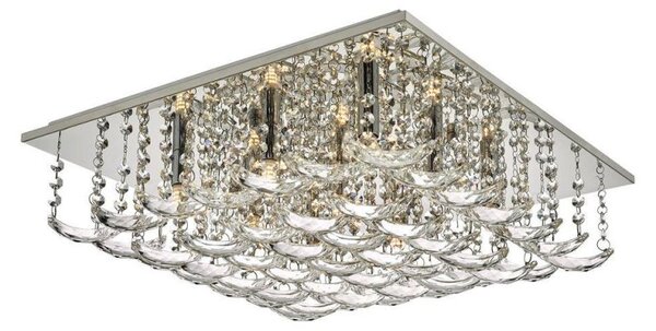 Dar ORE1350 Orella 9 Light Flush Ceiling Light In Polished Chrome With Crystals