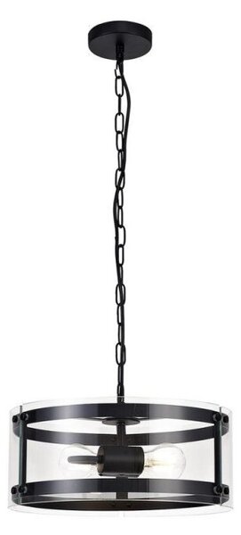 York 2 Light Ceiling Pendant In Matt Black
