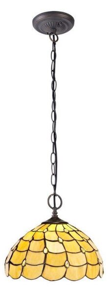 Origin 2 Light Ceiling Pendant With 300mm Beige, Clear, Black And Gold Tiffany Shade