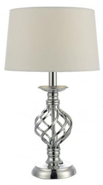 IFF4150 Iffley Small Touch Table Lamp In Polished Chrome With Ivory Silk Shade - H: 430mm