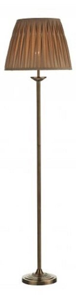 HAT4975 Hatton Floor Lamp In Antique Brass With Gold Faux Silk Shade