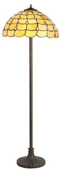 Origin 2 Light Stepped Floor Light With 400mm Beige, Clear, Black And Gold Tiffany Shade