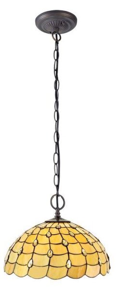 Origin 2 Light Ceiling Pendant With 500mm Beige, Clear, Black And Gold Tiffany Shade