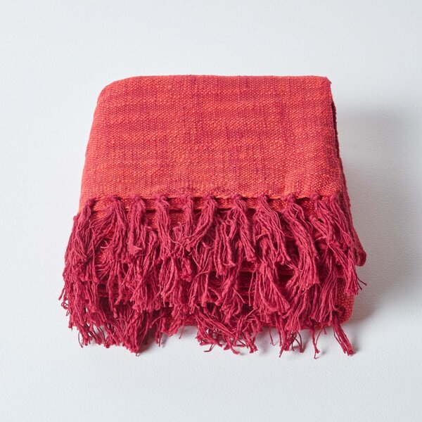 Nirvana Slub Cotton Burnt Orange / Terracotta Throw, 150 x 200 cm