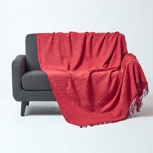 Nirvana Slub Cotton Burnt Orange / Terracotta Throw, 150 x 200 cm