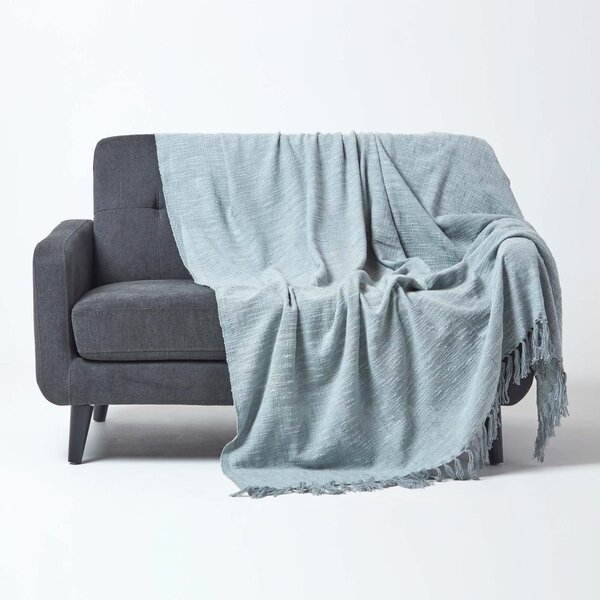 Homescapes Nirvana Slub Cotton Grey Throw, 150 x 200 cm