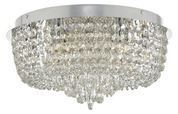 Dar EIT5008 Eitan 9 Light Flush Ceiling Light In Polished Chrome And Crystals