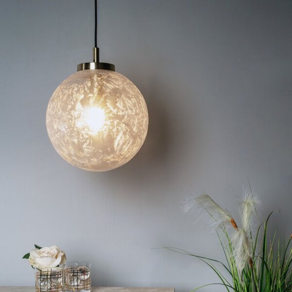 Dar AVA0141 Avari 1 Light Ceiling Pendant In Brass with Frosted Glass