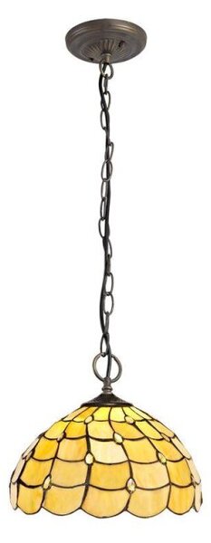 Origin 3 Light Ceiling Pendant With 300mm Beige, Clear, Black And Gold Tiffany Shade