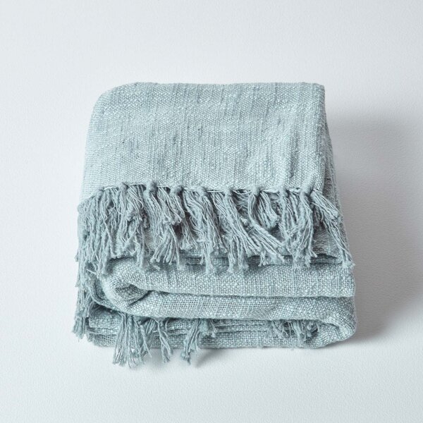 Homescapes Nirvana Slub Cotton Grey Throw, 150 x 200 cm