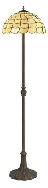Origin 2 Light Leaf Floor Light With 400mm Beige, Clear, Black And Gold Tiffany Shade