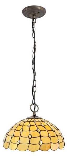 Origin 3 Light Ceiling Pendant With 500mm Beige, Clear, Black And Gold Tiffany Shade