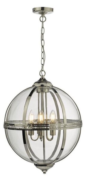 Dar VAN0538 Vanessa 5 Light Ceiling Lantern In Polished Nickel And Clear Glass