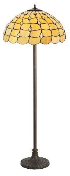 Origin 2 Light Stepped Floor Light With 500mm Beige, Clear, Black And Gold Tiffany Shade
