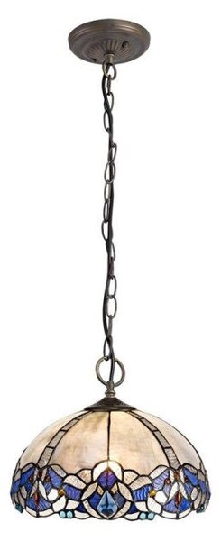 Meccha 3 Light Ceiling Pendant With 300mm Blue, Clear And Black Tiffany Shade