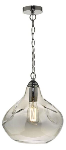 Dar ESA0110 Esarosa 1 Light Ceiling Pendant In Smoked Glass And Black Chrome