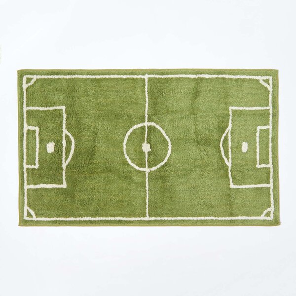 Homescapes Cotton Tufted Washable Football Pitch Kids Rug