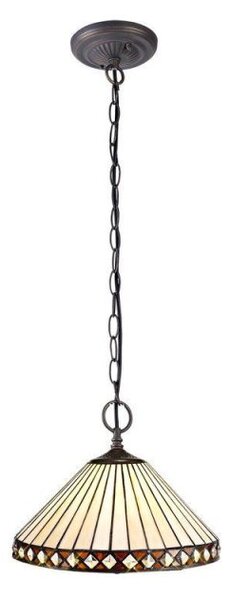 Cognac 2 Light Ceiling Pendant With 300mm Amber, Cream And Black Shade