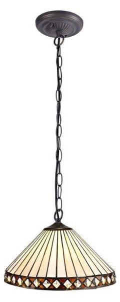Cognac 1 Light Ceiling Pendant With 300mm Amber, Cream And Black Shade