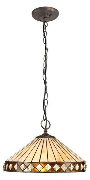 Cognac 3 Light Ceiling Pendant With 400mm Amber, Cream And Black Shade