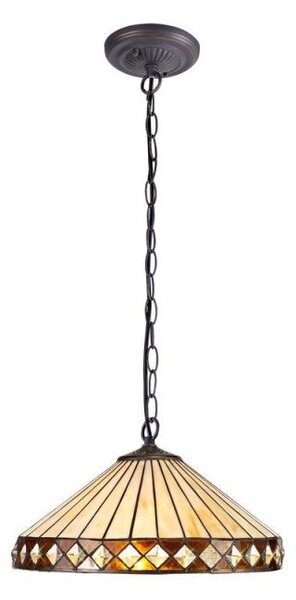 Cognac 1 Light Ceiling Pendant With 400mm Amber, Cream And Black Shade