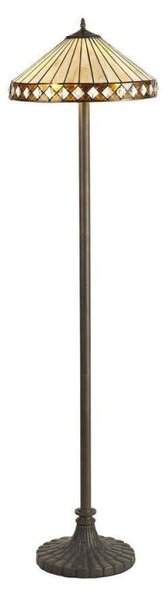 Cognac 2 Light Stepped Floor Light With 400mm Amber, Cream And Black Shade