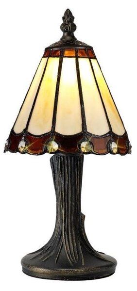 Shadow 1 Light Table Lamp With 300mm Cream, Brown, Clear, Black And Gold Shade