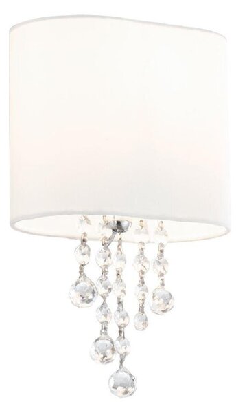 Searchlight 1051-1CC Nina 1 Light Wall Lamp Glass And Fabric Shade