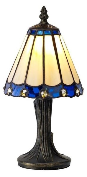 Shadow 1 Light Table Lamp With 300mm Cream, Blue, Black And Gold Shade