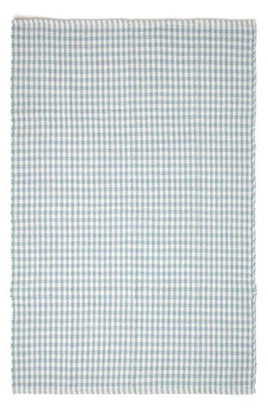 Homescapes Cotton Gingham Check Rug Hand Woven Blue White, 60 x 90 cm