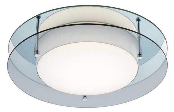 Disc Flush LED Ceiling Light In Opal White And Smoked Glass