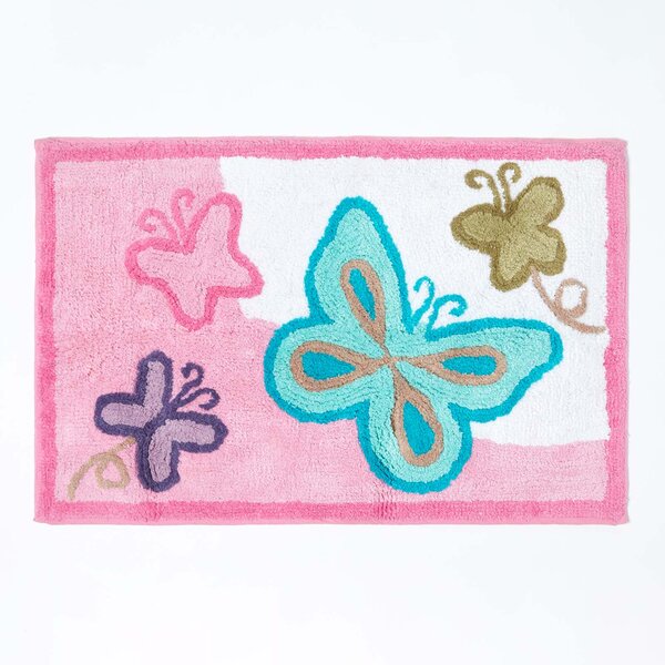 Homescapes Cotton Tufted Washable Butterfly Children Rug