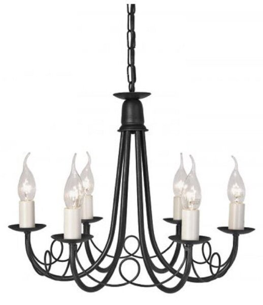 Elstead MN6 BLACK Minster 6 Light Ceiling Chandelier In Black - Fitting Only