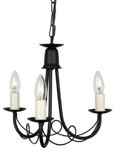 Elstead MN3 BLACK Minster 3 Light Ceiling Chandelier In Black - Fitting Only